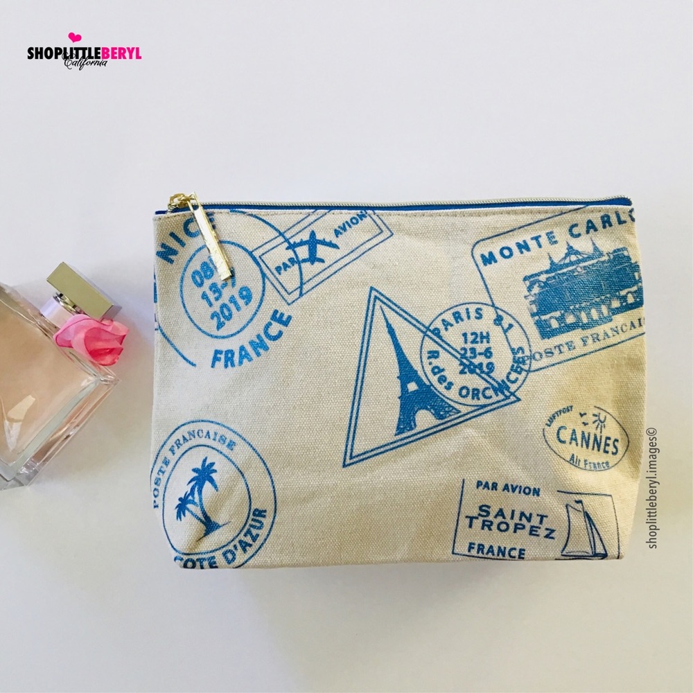 Lancôme Cream/Blue Cosmetic Bag